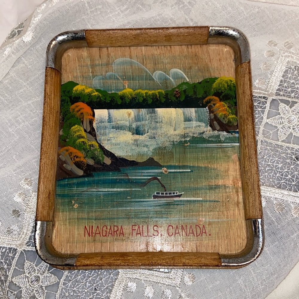 3/55$ Niagara Falls Vintage‎ painting on wood wall mounted frame 70’s